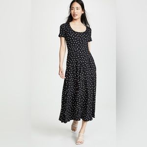 Three Dots black and white polka dot maxi dress, size S